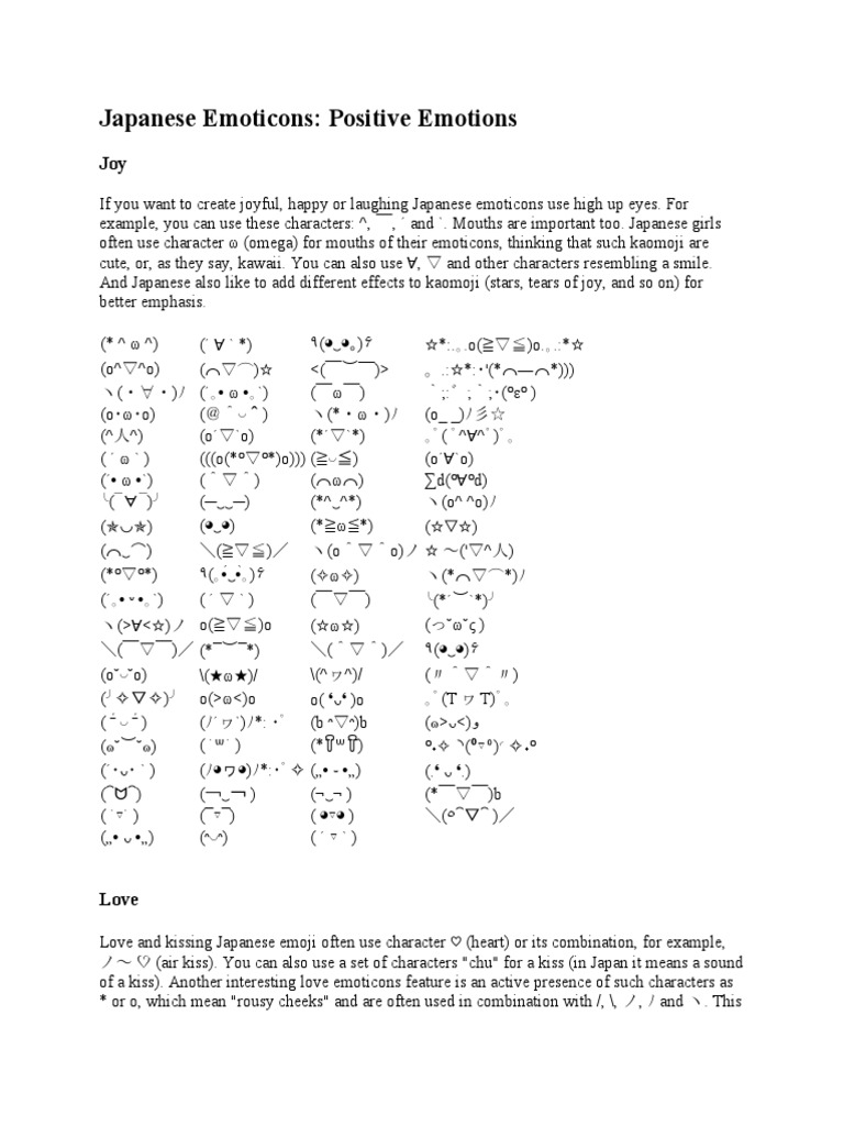 Cute Japanese Emoticons Guide | PDF