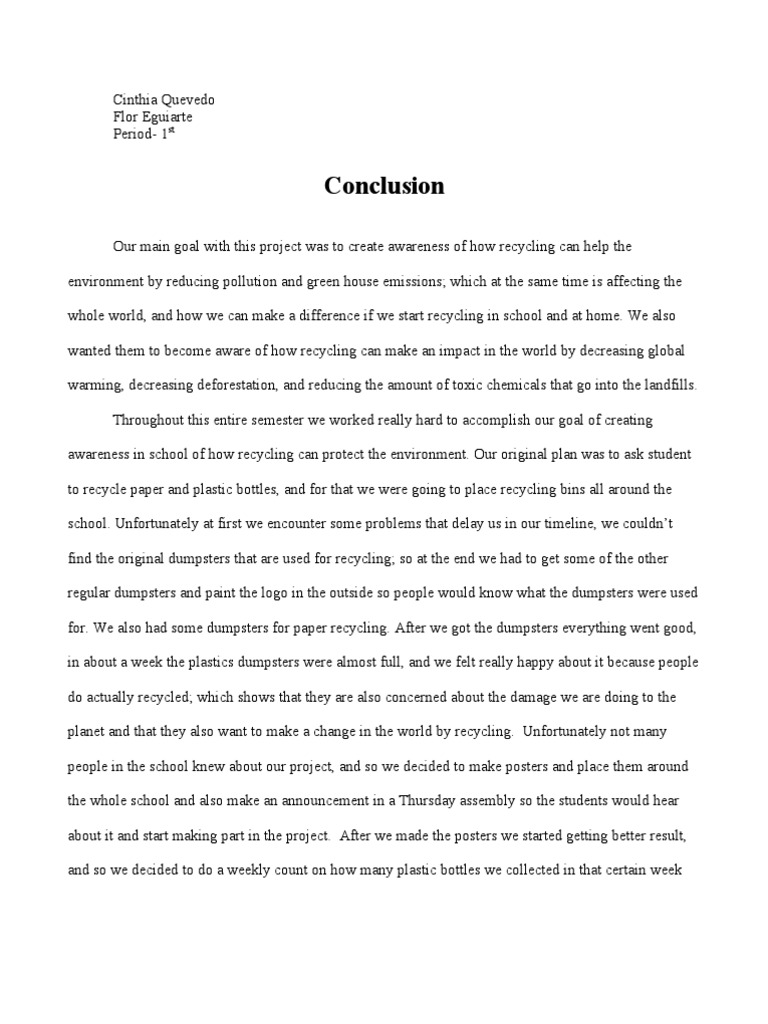 conclusion for recycling research paper