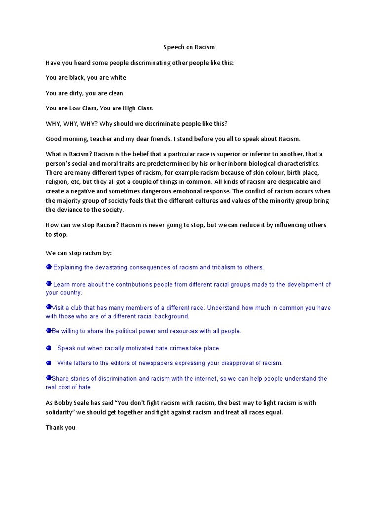 On racist speech summary image