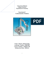 Experiment 3 Conductometric Titration: University of Bahrain College of Science Department of Chemistry