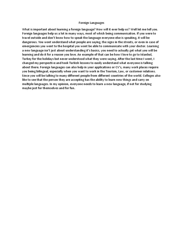Benefits of Learning Foreign Languages | PDF | Career & Growth