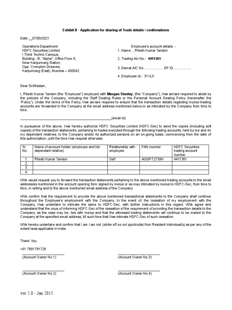 Trade Confirmation Authorization Form | PDF | Government | Justice