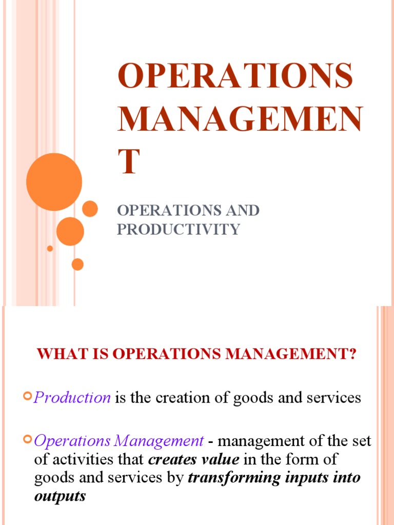 1 Intro To OM | PDF | Operations Management | Supply Chain Management