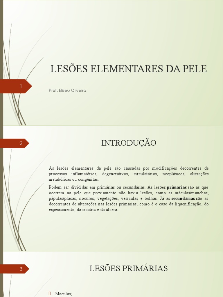Aula 05 Lesões Elementares Da Pele Pdf Protetor Solar Dermatite