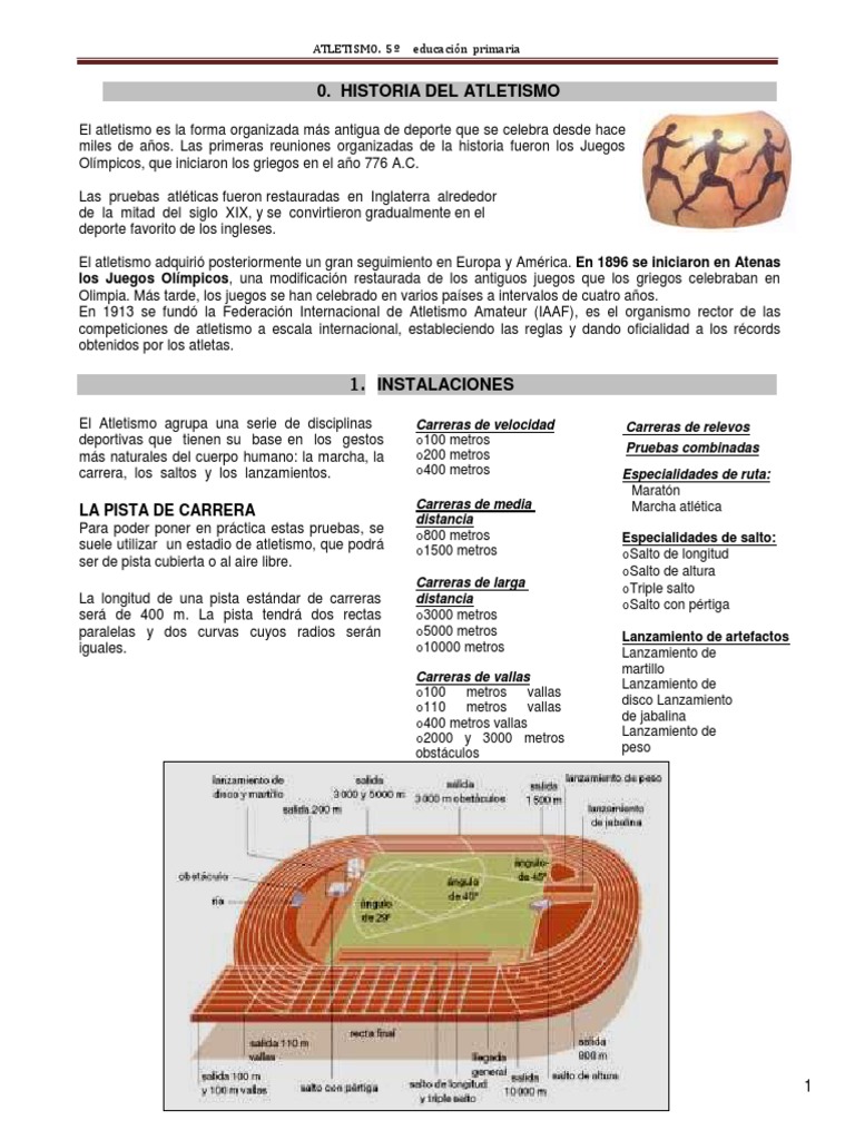 Historia y Pruebas del Atletismo Escolar | PDF | Deporte del atletismo ...