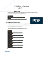 Java - Introduction To Programming: 1. Conditional Statements If-Else'