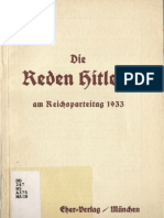 Die Reden Hitlers Am Reichsparteitag 1933