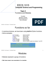 EECS 1015: Introduction To Computer Science and Programming Topic 5