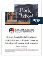 Genesee County Health Department 2021-2022 COVID-19 School Toolkit For Schools With Universal Mask Mandates