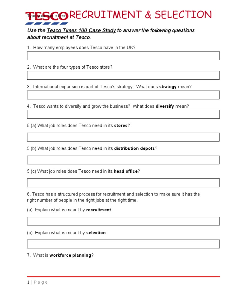 Tesco Recruitment and Selection Overview | PDF | Tesco | Recruitment