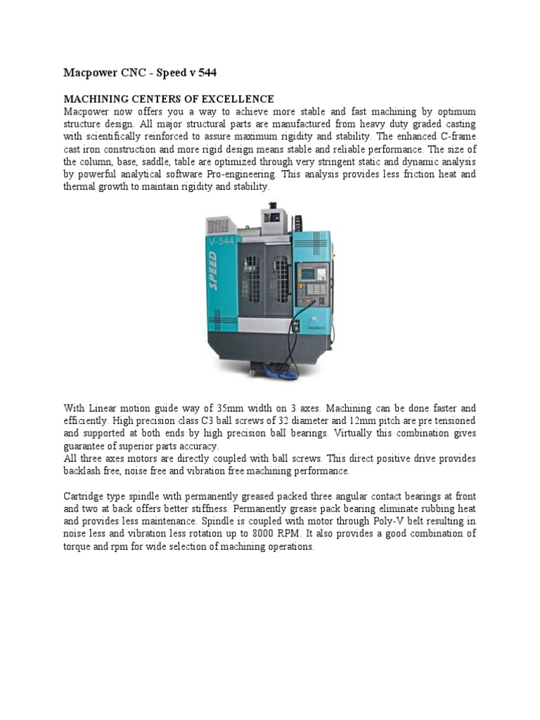 Macpower CNC Speed V 544 | PDF