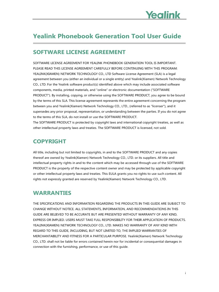 Yealink Phonebook Generation Tool User Guide PDF License World