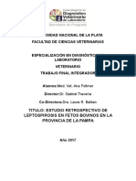 ESTUDIO RETROSPECTIVO DE LEPTOSPIROSIS BOVINA