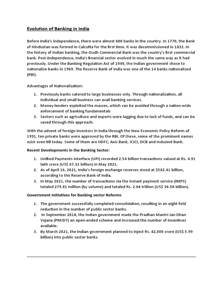 Evolution of Banking in India | PDF | Reserve Bank Of India | Banks