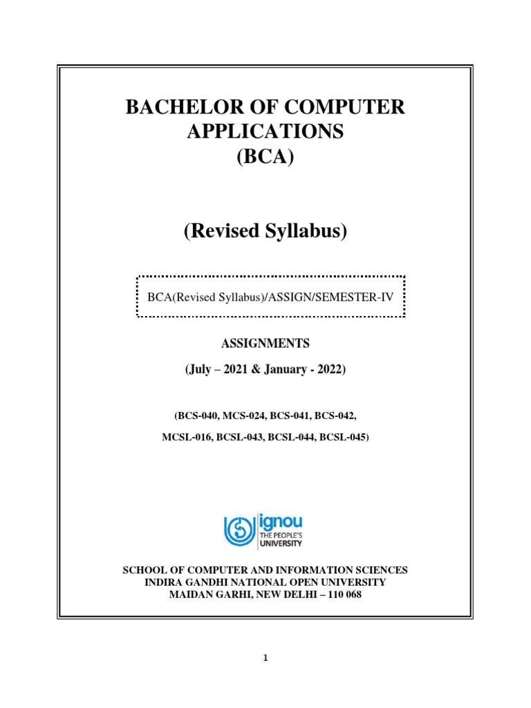 BCA Assignments for 2021-22 Sessions | PDF | Class (Computer ...