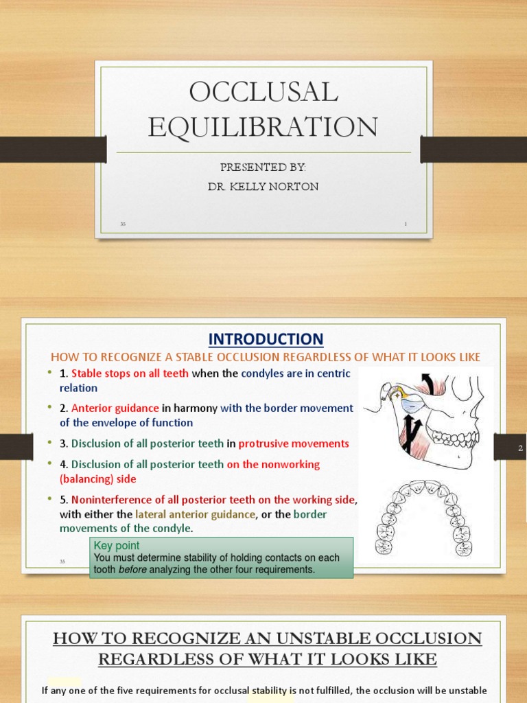 Occlusal Equilibration Presented By Dr. Kelly Norton PDF