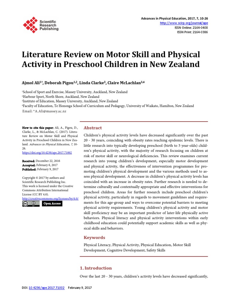 Literature Review On Motor Skill and Physical Activity in Preschool ...