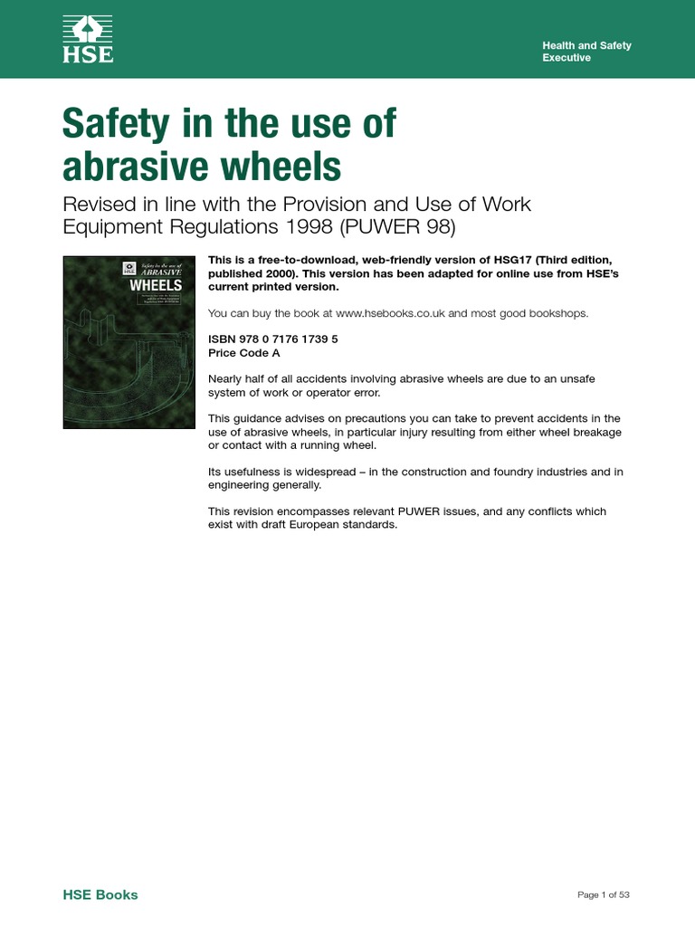 Abrasive Wheel Safety 53 Pgs PDF Grinding (Abrasive Cutting) Abrasive