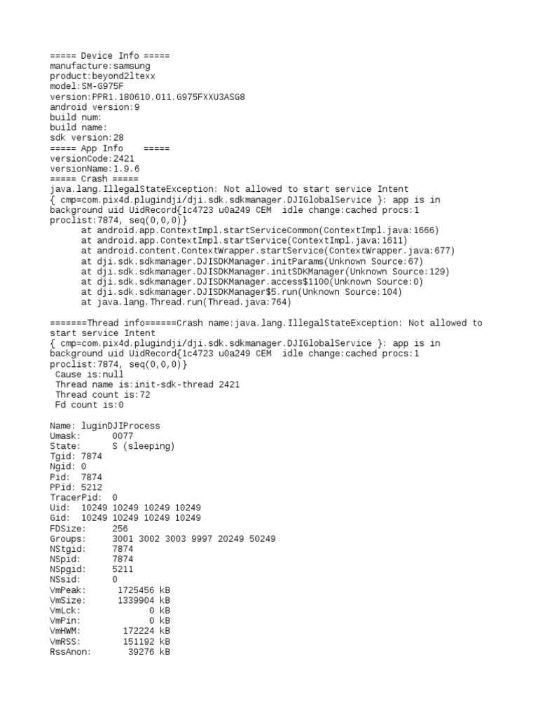 Samsung SM-G975F Crash Report Analysis | PDF | Mobile Software ...