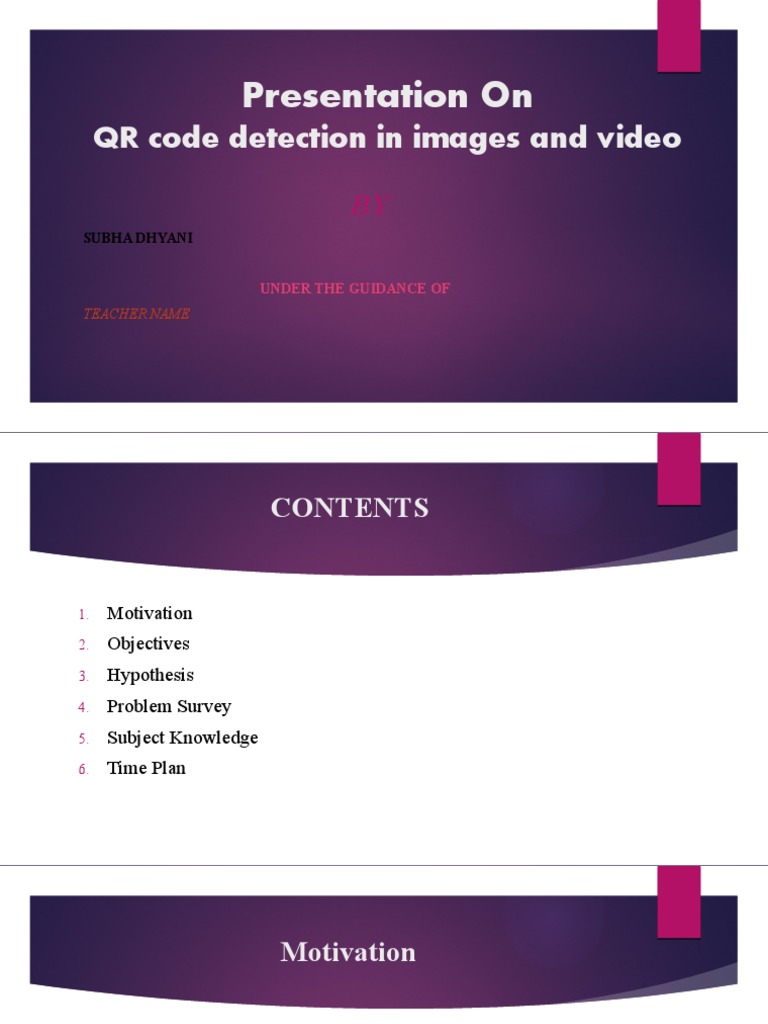 Presentation On: QR Code Detection in Images and Video | PDF