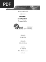 Aerospace Materials Assignment 1 Titanium Metal and It's Application in Aerospace Industry