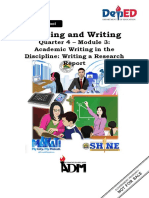 Reading and Writing: Quarter 4 - Module 3: Academic Writing in The Discipline: Writing A Research