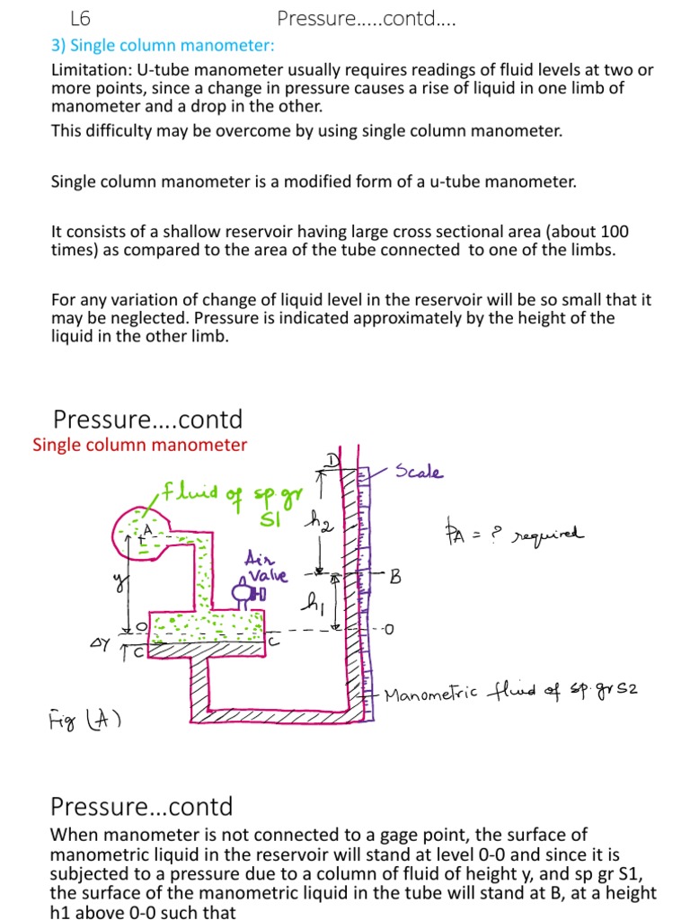 Single Column Manometer Overview | PDF | Pressure Measurement | Pressure