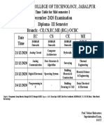 Gyan Ganga College Mid Semester Time Table Dec 2020