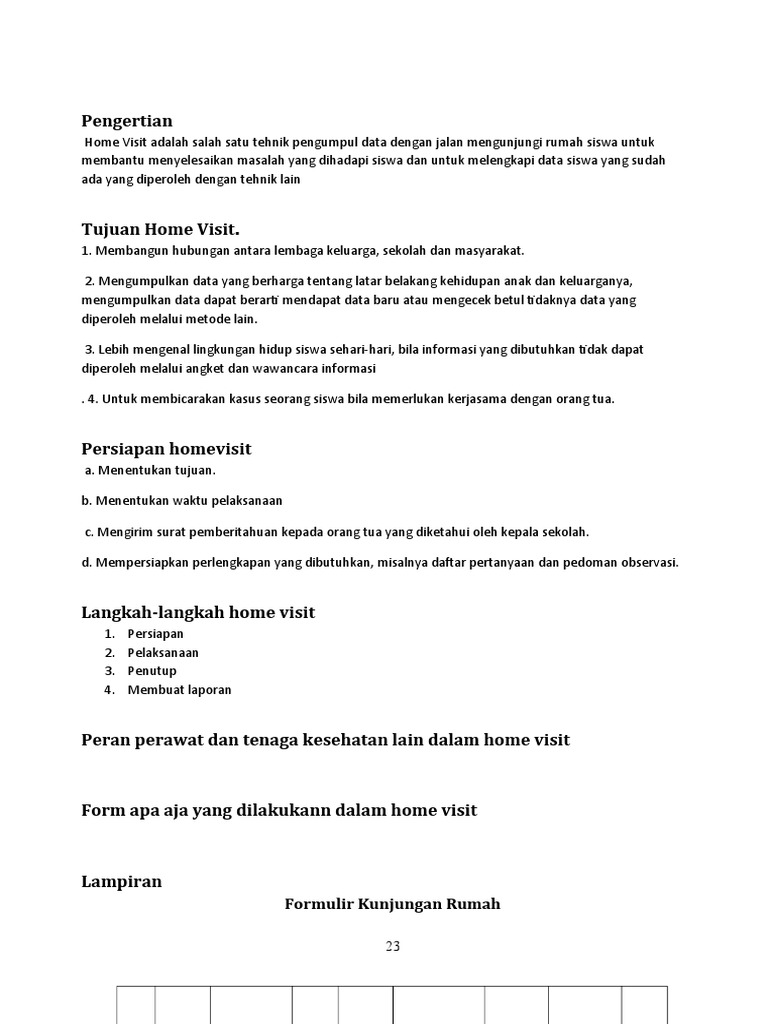 Pengertian dan Tujuan Home Visit | PDF | Pengembangan Diri