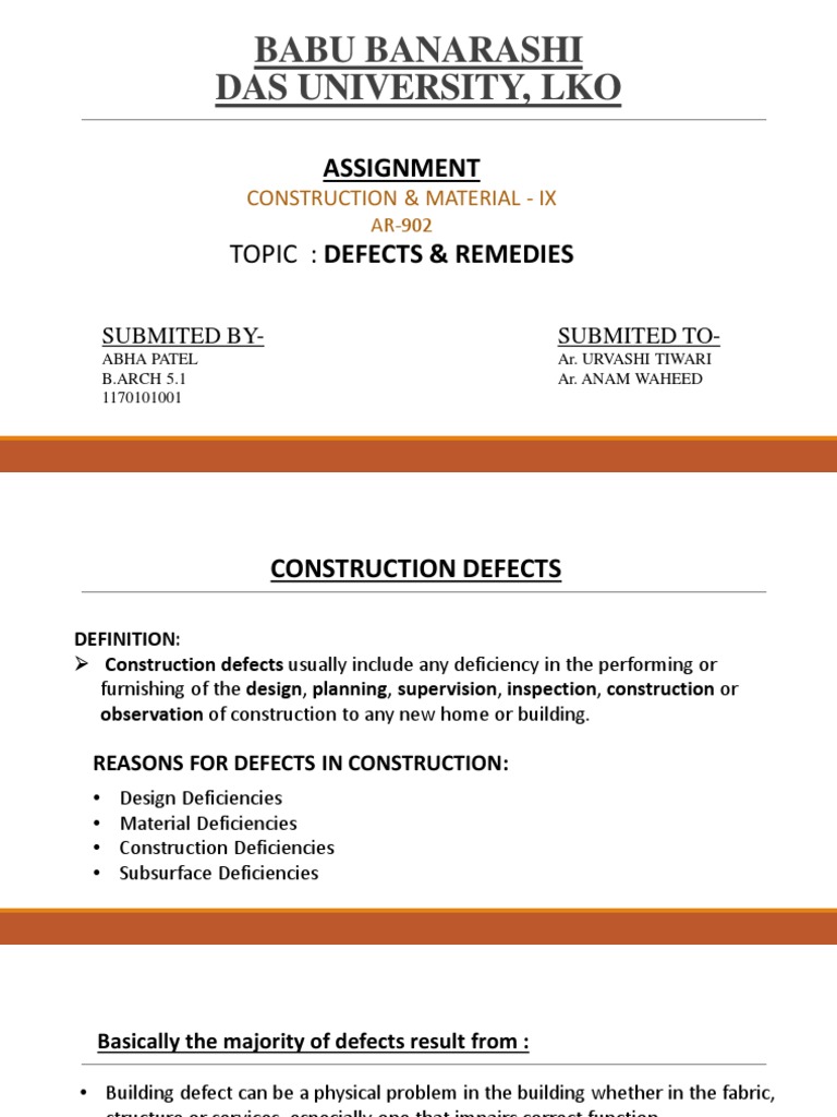 Construction Defects and Remedies | PDF | Roof | Concrete