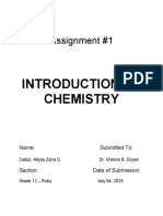 Assignment #1: Introduction To Chemistry