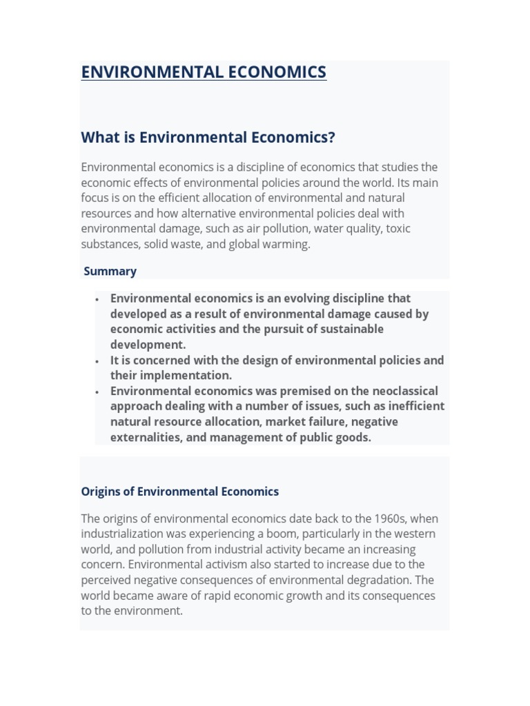 Understanding Environmental Economics | PDF | Economics | Cost
