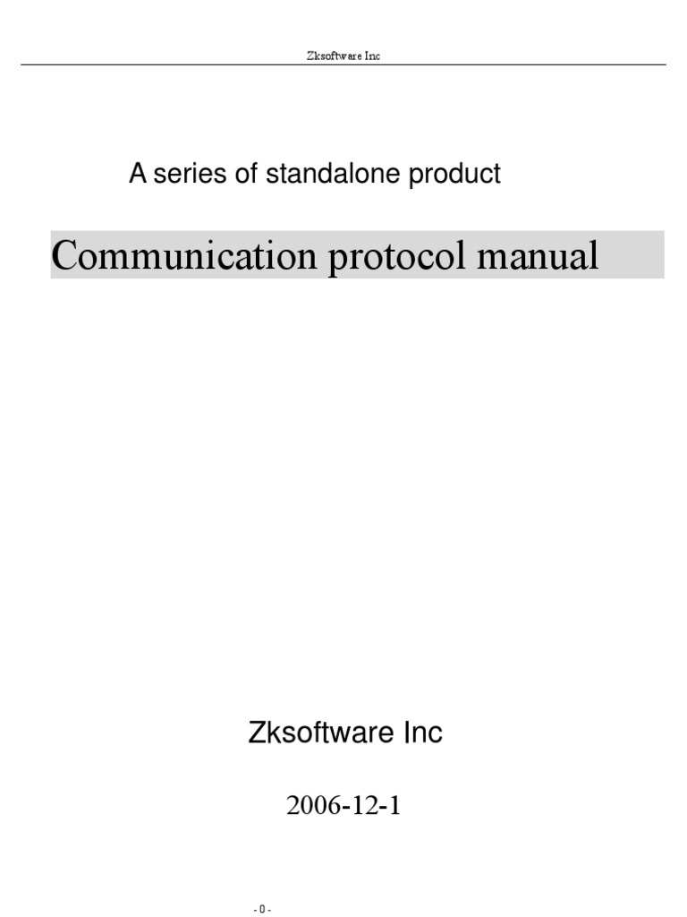 ZKSoftware Communication Protocol Manual | PDF | Network Packet | Byte