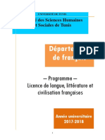 Programme Licence de Langue Littérature Et Civilisation Françaises