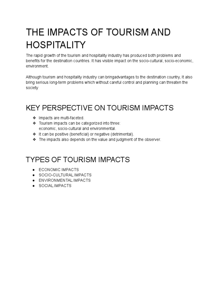 Impacts of Tourism and Hospitality | PDF | Tourism | Taxes