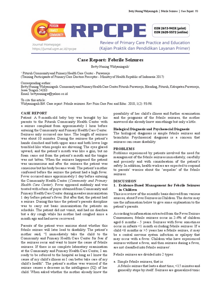 Febrile Seizures Case Report | PDF | Epilepsy | Fever