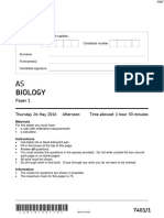 June 2016 QP - Paper 1 AQA Biology as-level