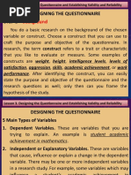 Background: Designing The Questionnaire Step 1