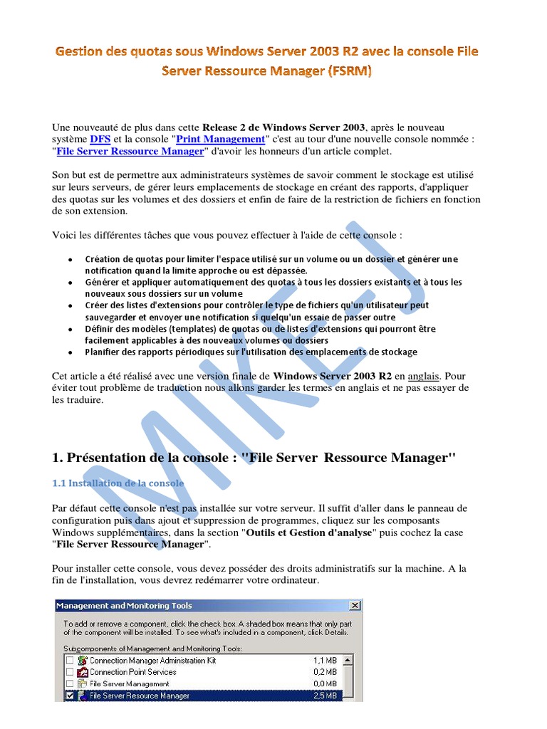 Gestion Des Quotas Fsrm _ Installation de FSRM sur Windows Server 2022 ...