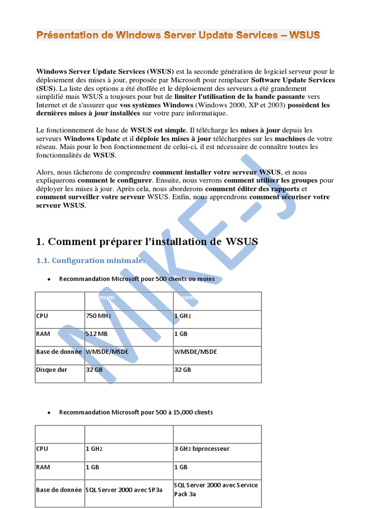 Configuration et installation de WSUS | PDF | Stratégies de groupe ...