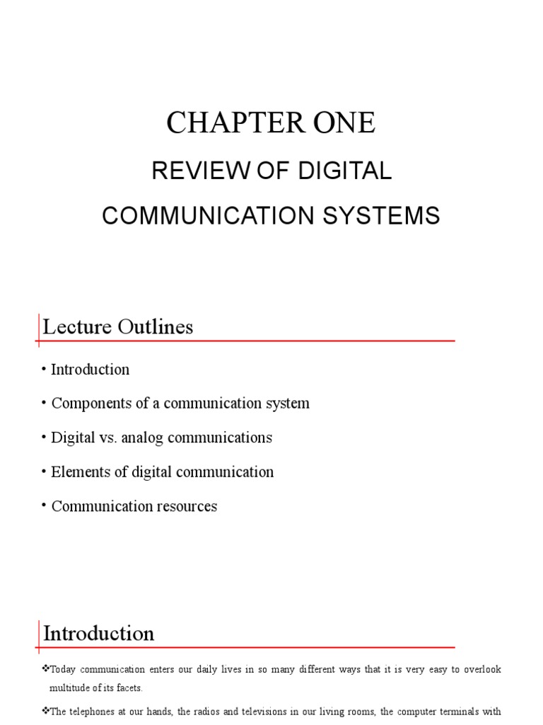 Chapter One: Review of Digital Communication Systems | PDF | Data ...