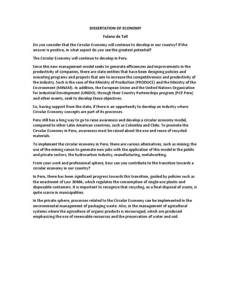 Dissertation of Economy | PDF | Finance & Money Management | Social Science