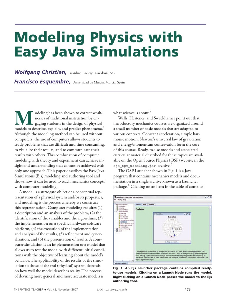 Modeling Physics With Easy Java Simulations PDF Java (Programming Language) Simulation