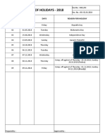 HR-L-03 List of Holidays