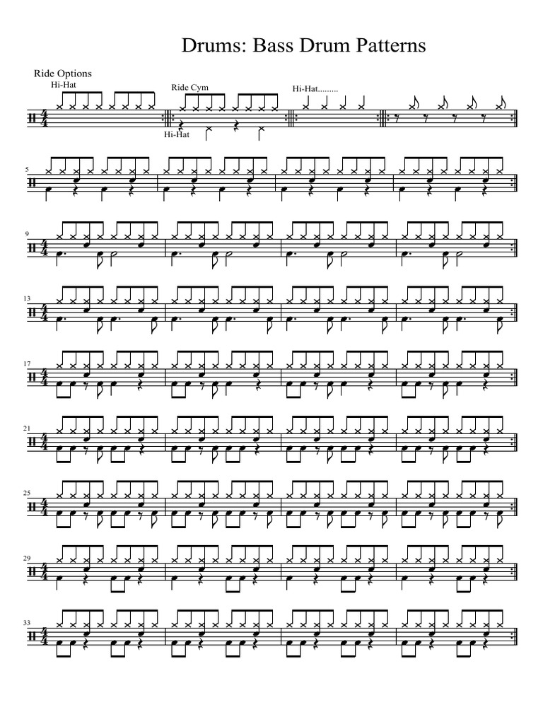 Drums Bass Drum Patterns PDF Free PDF Percussion Instruments