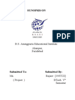 Synopsis On: B.S. Anangpuria Educational Institute Alampur, Faridabad