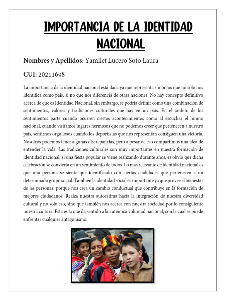 Importancia de la Identidad Nacional | PDF