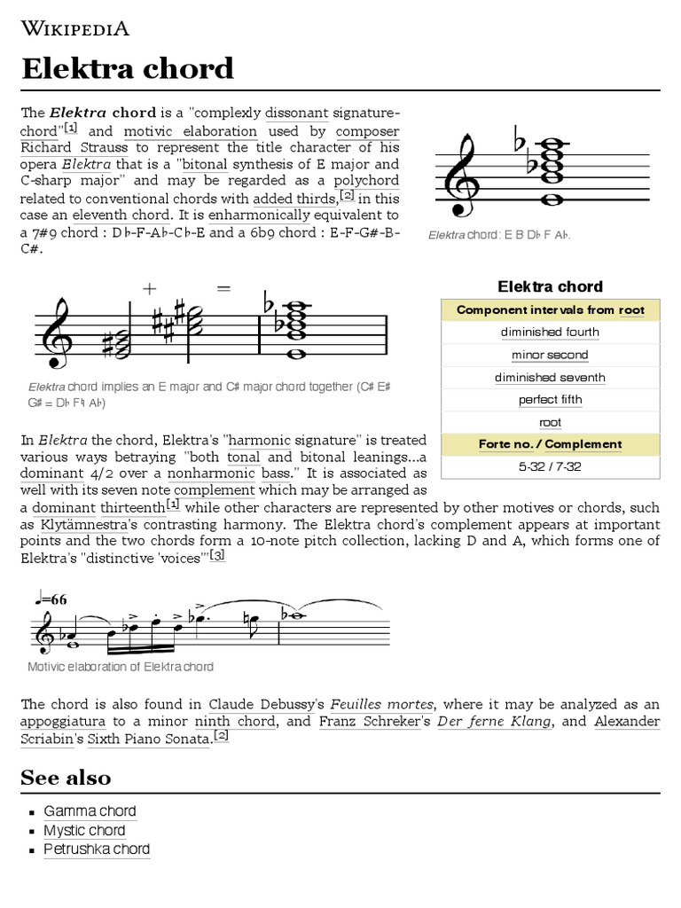 Elektra Chord - Wikipedia | PDF | Musical Compositions | Pitch (Music)