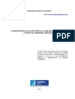 O Positivismo e Sua Influencia No Brasil Do Imperio A Republica - Artigo