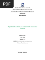 Aspectos introductorios a la administración de recursos humanos